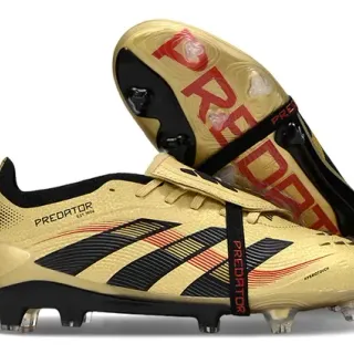 Adidas Predator Gold Black Metallic Upper Three Stripes Firm-Ground Soccer Shoes