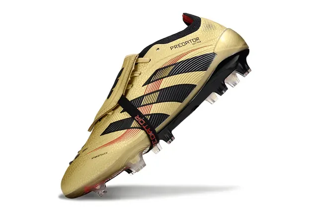Adidas Predator Gold Noir Métallique Haut Trois Rayures Chaussures de Football pour Terrain Ferme 3
