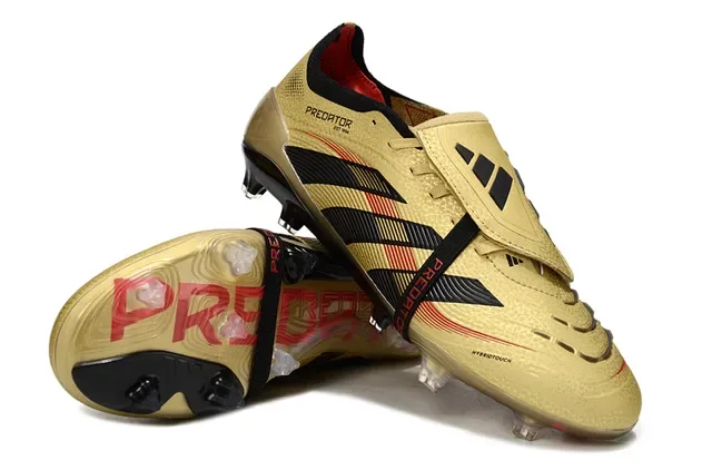 Adidas Predator Gold Noir Métallique Haut Trois Rayures Chaussures de Football pour Terrain Ferme 4