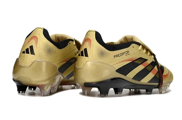 Adidas Predator Gold Noir Métallique Haut Trois Rayures Chaussures de Football pour Terrain Ferme 5