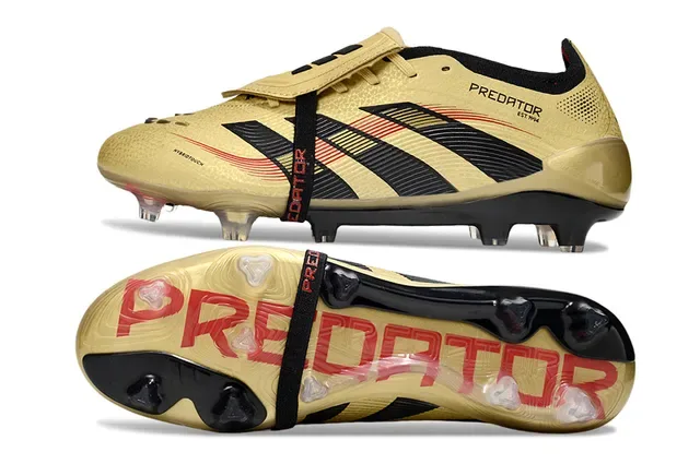 Adidas Predator Gold Noir Métallique Haut Trois Rayures Chaussures de Football pour Terrain Ferme 6