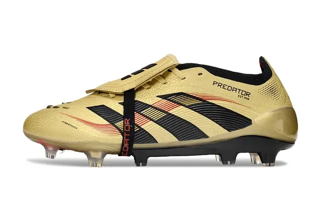 Adidas Predator Gold Noir Métallique Haut Trois Rayures Chaussures de Football pour Terrain Ferme 7
