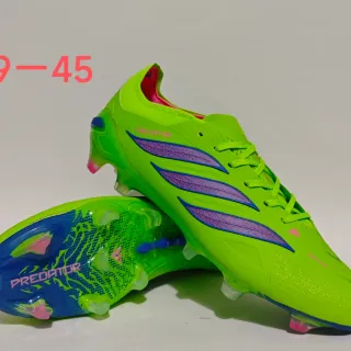 Adidas Predator Green Blue Neon Lime Upper Chevron Stripes Firm-Ground Soccer Shoes