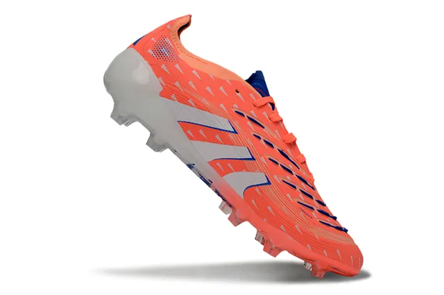 Adidas Predator Orange Bleu Agressif Texturé Haut Couturé Contraste Rayures Blanches Terrain Ferme Chaussures De Football 2