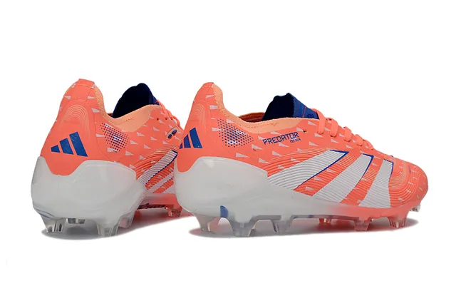 Adidas Predator Orange Bleu Agressif Texturé Haut Couturé Contraste Rayures Blanches Terrain Ferme Chaussures De Football 5