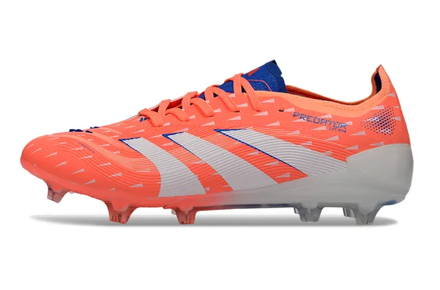 Adidas Predator Orange Bleu Agressif Texturé Haut Couturé Contraste Rayures Blanches Terrain Ferme Chaussures De Football 7