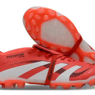 Adidas Predator Orange White Asymmetrical Lacing Molded Heel Counter Firm-Ground Soccer Shoes