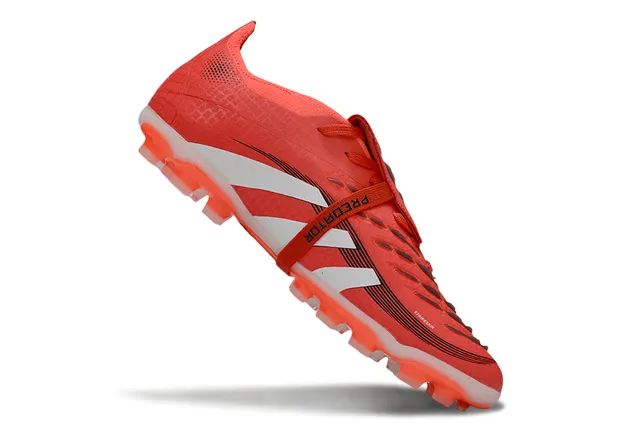 Adidas Predator Orange White Asymmetrical Lacing Molded Heel Counter Firm-Ground Soccer Shoes 2