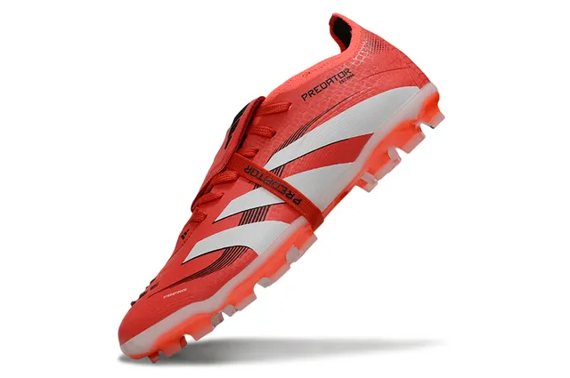Adidas Predator Orange White Asymmetrical Lacing Molded Heel Counter Firm-Ground Soccer Shoes 3