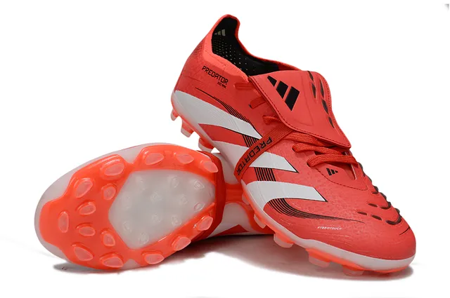 Adidas Predator Orange White Asymmetrical Lacing Molded Heel Counter Firm-Ground Soccer Shoes 4