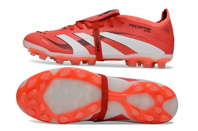 Adidas Predator Orange White Asymmetrical Lacing Molded Heel Counter Firm-Ground Soccer Shoes 6
