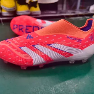 Adidas Predator Orange White Low-Cut Sock-Fit Collar Firm-Ground Soccer Shoes