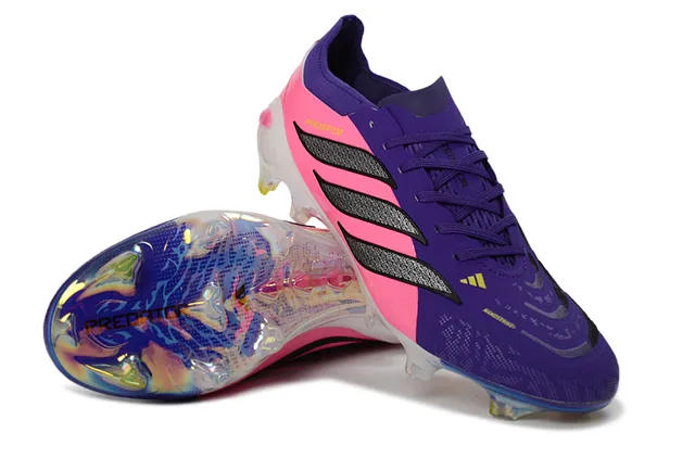 Adidas Predator Pink Purple Low-Cut Synthetic Upper Iridescent Transparent Soleplate Firm-Ground Soccer Shoes 4