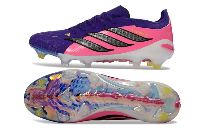 Adidas Predator Pink Purple Low-Cut Synthetic Upper Iridescent Transparent Soleplate Firm-Ground Soccer Shoes 6