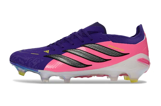 Adidas Predator Pink Purple Low-Cut Synthetic Upper Iridescent Transparent Soleplate Firm-Ground Soccer Shoes 7