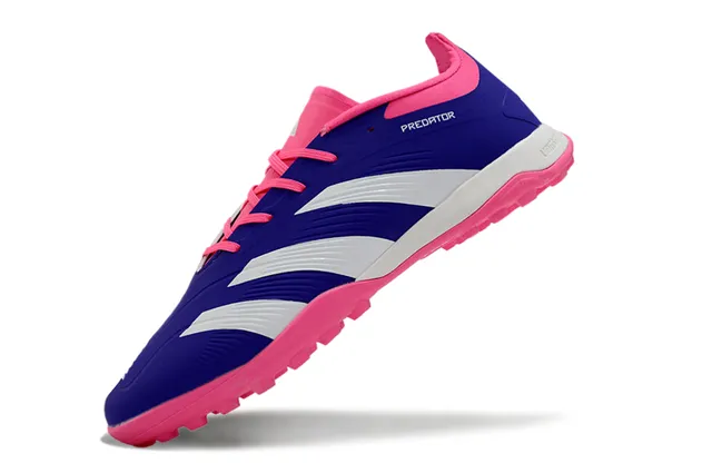 Adidas Predator Rose Violet Bas Coupé Tige Synthétique Trois Bandes Blanches Gazon Artificiel Chaussures de Football 3