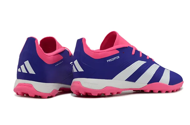 Adidas Predator Rose Violet Bas Coupé Tige Synthétique Trois Bandes Blanches Gazon Artificiel Chaussures de Football 4