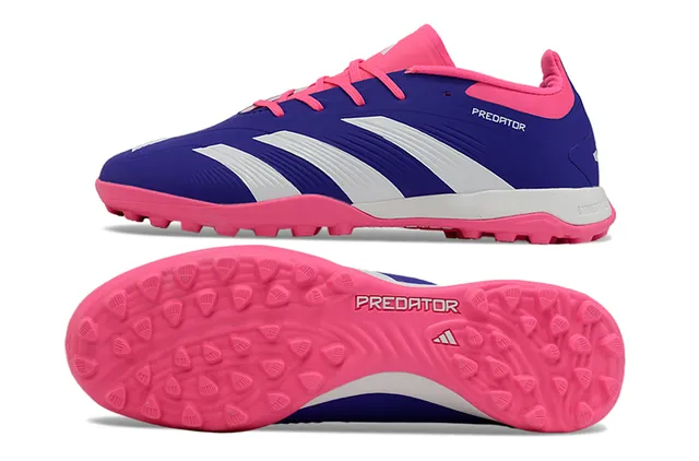 Adidas Predator Rose Violet Bas Coupé Tige Synthétique Trois Bandes Blanches Gazon Artificiel Chaussures de Football 6