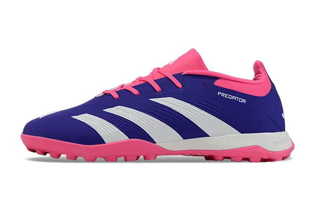 Adidas Predator Rose Violet Bas Coupé Tige Synthétique Trois Bandes Blanches Gazon Artificiel Chaussures de Football 7