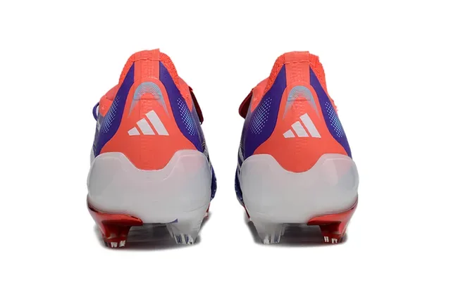 Adidas Predator Bota de futebol roxa e vermelha low-cut sem cadarço sistema de fechamento dual-strap superfície firme 4
