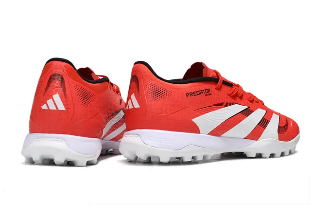 Adidas Predator Red White Low-Cut Synthetic Upper Three-Stripe Side Panel Turf Soccer Shoes 5