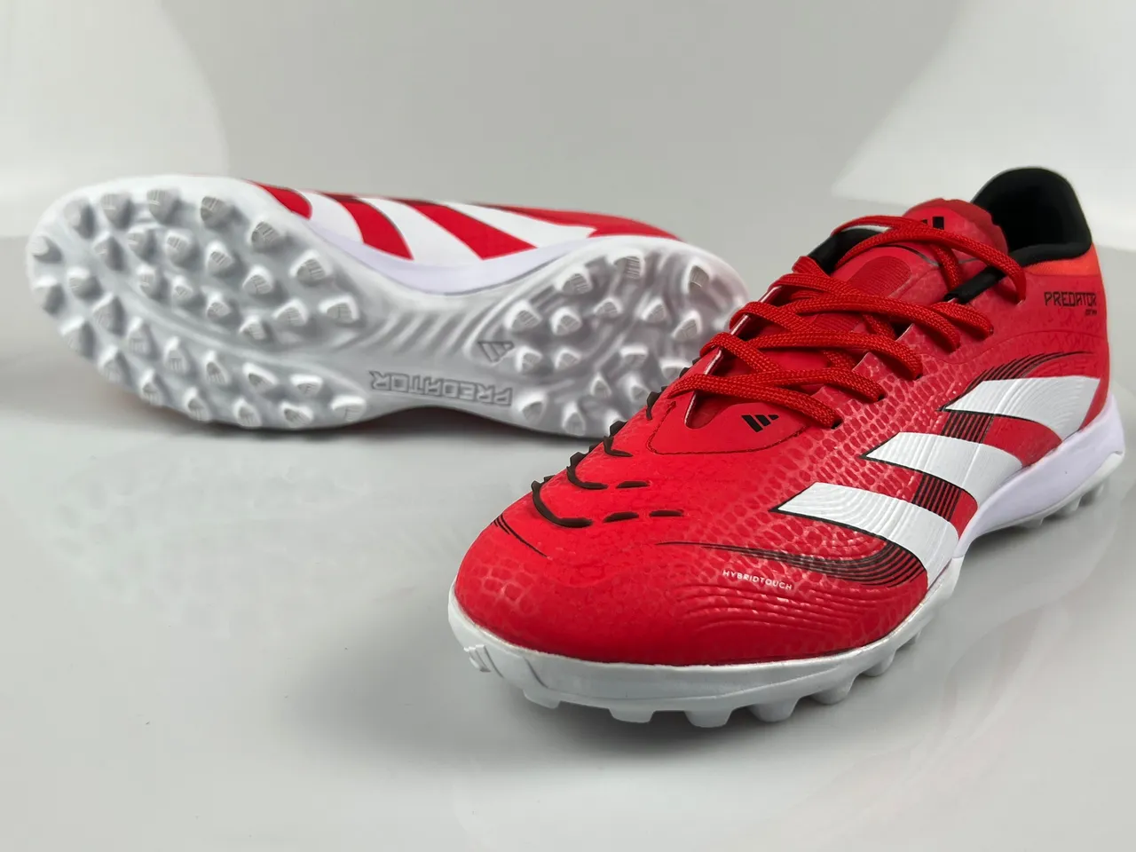 Adidas Predator Red White Low-Cut Synthetic Upper Three-Stripe Side Panel Turf Soccer Shoes 8