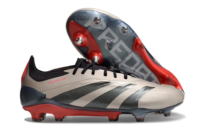 Adidas Predator White and Gold Firm-Ground Soccer Shoes 6