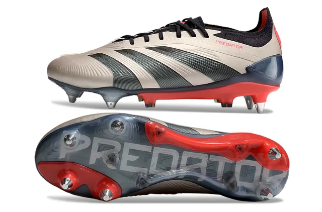 Adidas Predator White and Gold Firm-Ground Soccer Shoes 7