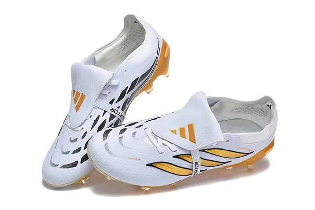 Adidas Predator White and Gold Firm-Ground Soccer Shoes 2