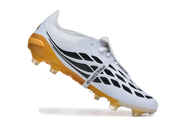 Adidas Predator White and Gold Firm-Ground Soccer Shoes 3