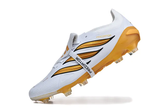 Adidas Predator White and Gold Firm-Ground Soccer Shoes 4