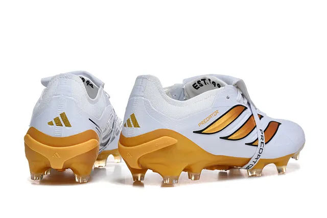 Adidas Predator White and Gold Firm-Ground Soccer Shoes 5