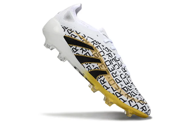 Adidas Predator Blanco Negro Sin Cordones Cuello Ajuste a Calcetín Franja Asimétrica Superposición Campo Firme Zapatos de Fútbol 2