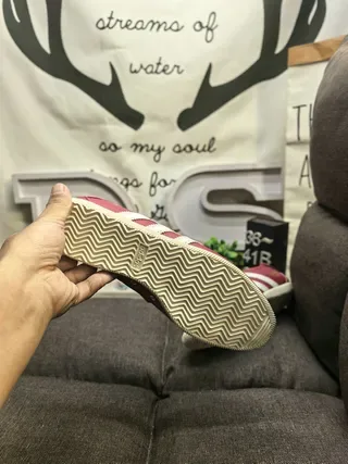 Adidas Red Beige Laceless Velcro Strap Lifestyle Sneakers 24