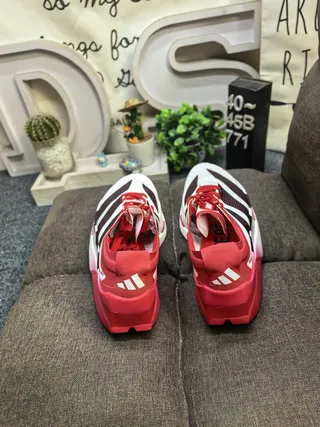 Adidas Red White Lightweight Racing Silhouette Gradient Midsole Running Shoes 8