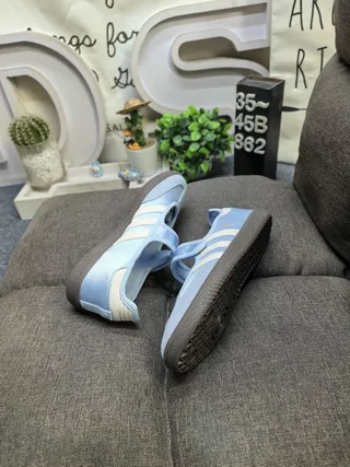 Adidas Samba Light Blue Suede Mary Jane Shoes 6