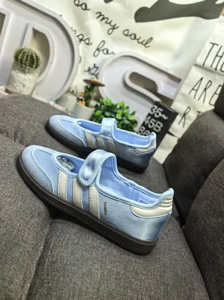 Adidas Samba Light Blue Suede Mary Jane Shoes 7