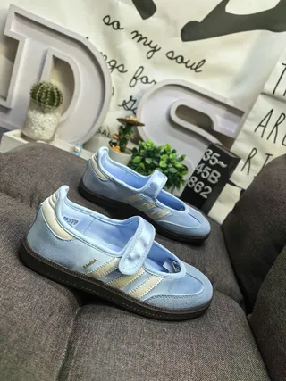 Adidas Samba Light Blue Suede Mary Jane Shoes 9