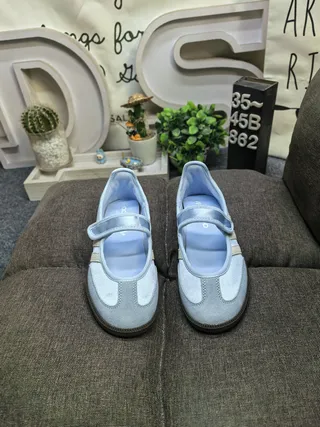 Adidas Samba Light Blue Suede Mary Jane Shoes 10