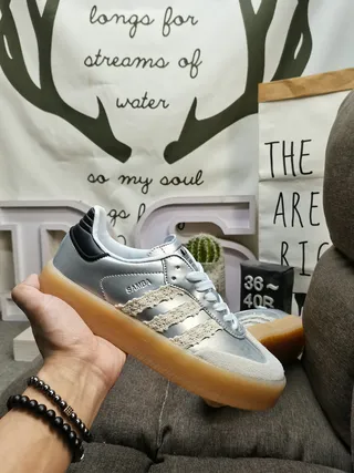 Adidas Samba Metallic Silver Black Gum Lifestyle Sneakers 5