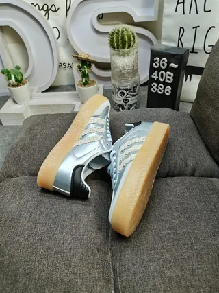 Adidas Samba Metallic Silver Black Gum Lifestyle Sneakers 6