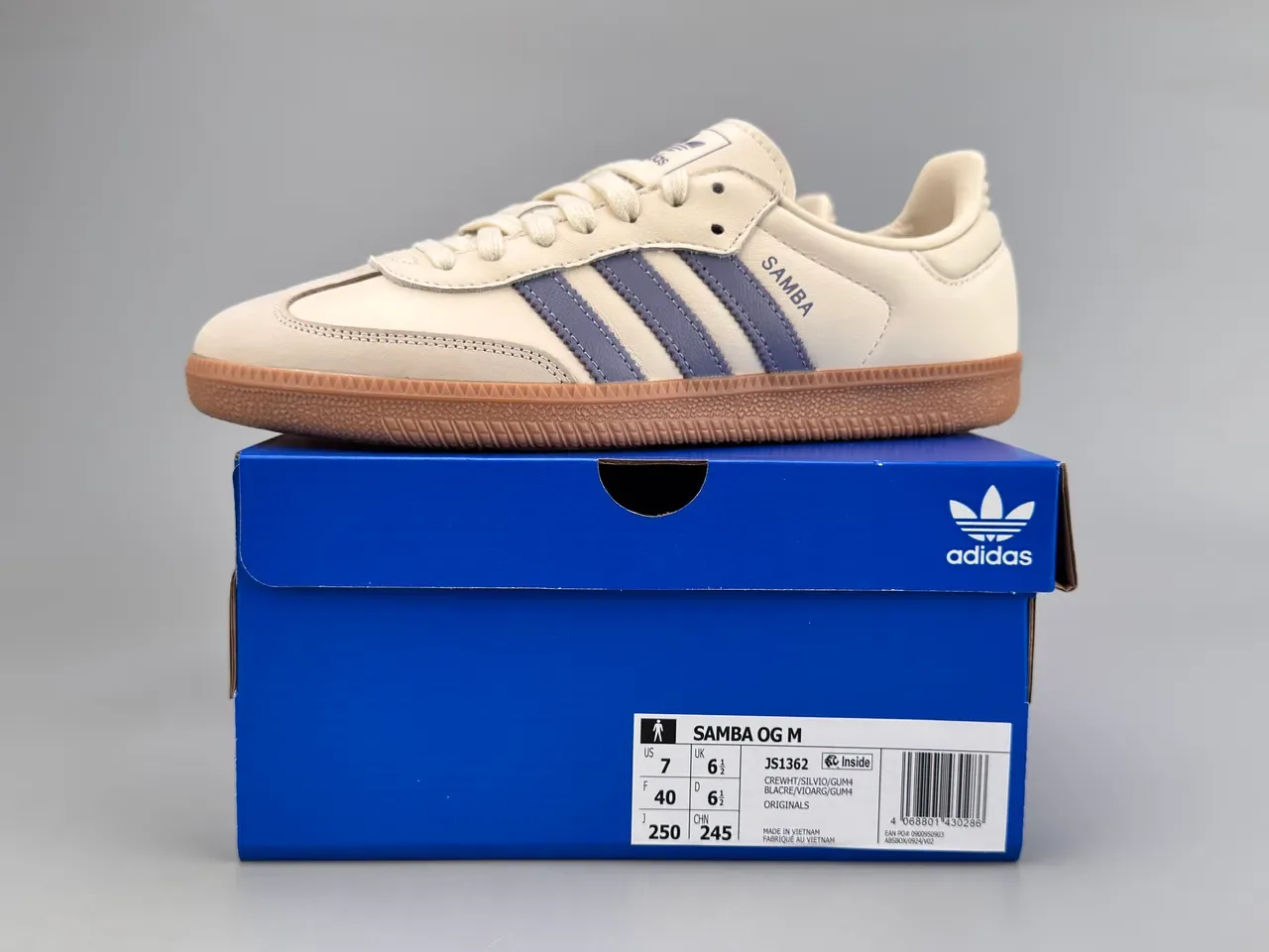 Adidas Samba Off-White और बैंगनी लाइफस्टाइल स्नीकर 3