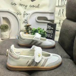 Adidas Samba Off-White Beige Scalloped Mary Jane Shoes