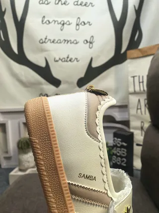 Adidas Samba Off-White Beige Scalloped Mary Jane Shoes 3