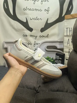 Adidas Samba Off-White Beige Scalloped Mary Jane Shoes 5
