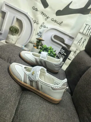 Adidas Samba Off-White Beige Scalloped Mary Jane Shoes 7