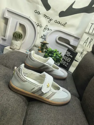 Adidas Samba Off-White Beige Scalloped Mary Jane Shoes 9