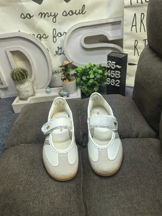 Adidas Samba Off-White Beige Scalloped Mary Jane Shoes 10