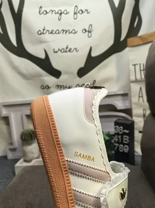 Adidas Samba Off-White Beige Scalloped Strap Lifestyle Sneakers 3