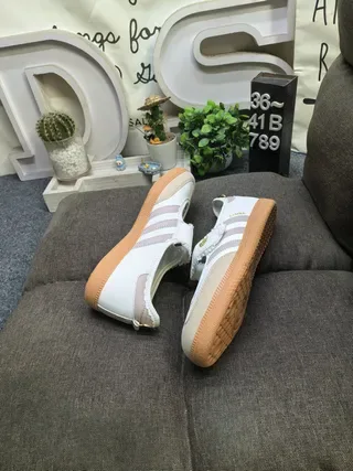 Adidas Samba Off-White Beige Scalloped Strap Lifestyle Sneakers 6